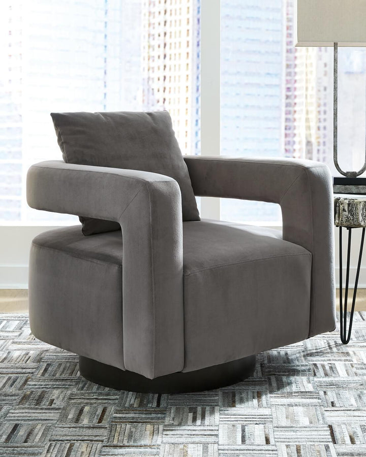 Alcoma Swivel Accent Chair A3000256 Black/Gray Contemporary Accent Chairs - Free Standing By Ashley - sofafair.com