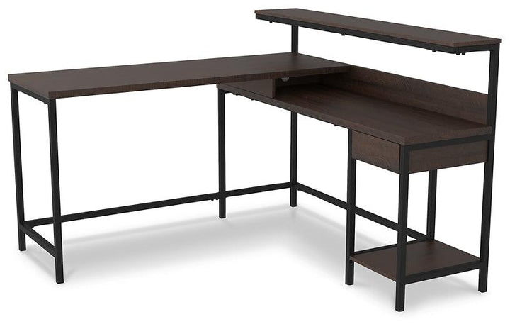 Camiburg Home Office L-Desk with Storage H283-24 Brown/Beige Casual Desks By Ashley - sofafair.com