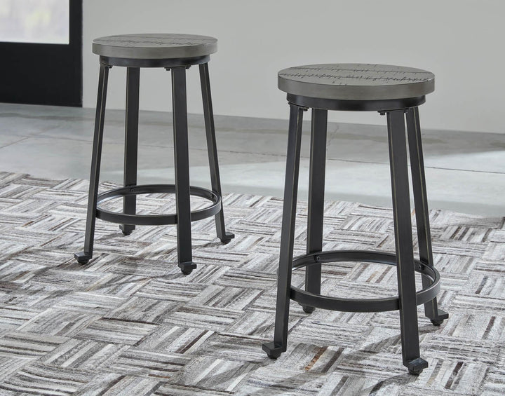 Challiman Counter Height Stool (Set of 2) D307-324X2 Metallic Casual Barstool By Ashley - sofafair.com