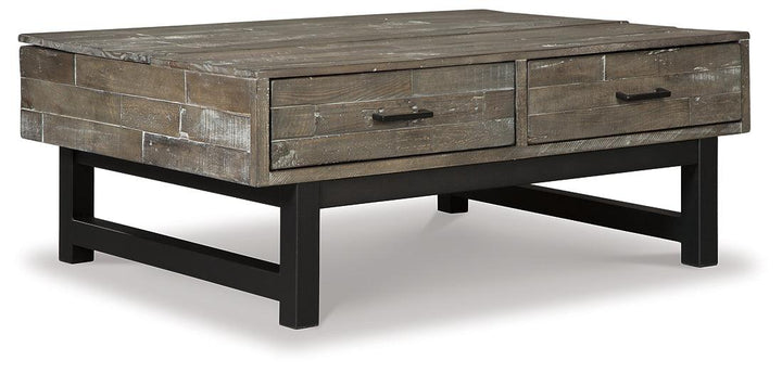 Mondoro Coffee Table with Lift Top T891-9 Black/Gray Contemporary Cocktail Table Lift By Ashley - sofafair.com