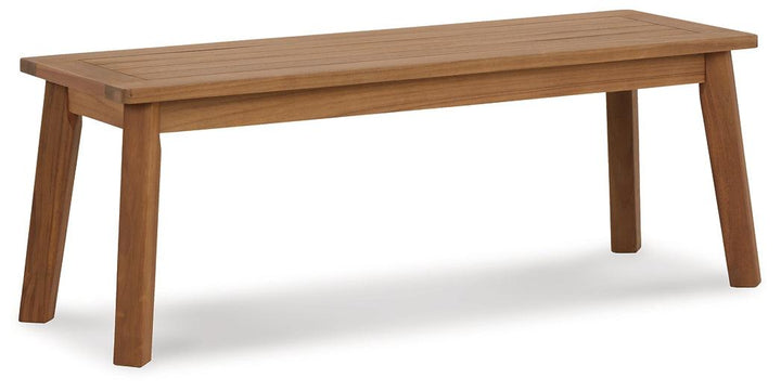 P407-600 Brown/Beige Casual Janiyah Outdoor Dining Bench By Ashley - sofafair.com