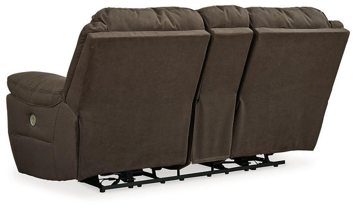 Next-Gen Gaucho Power Reclining Loveseat with Console 5420496 Brown/Beige Contemporary Motion Upholstery By Ashley - sofafair.com