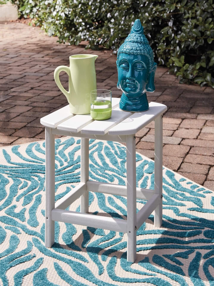 Sundown Treasure End Table P011-703 White Contemporary Outdoor End Table By Ashley - sofafair.com