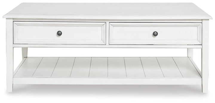 Kanwyn Coffee Table T937-1 White Contemporary Cocktail Table By Ashley - sofafair.com