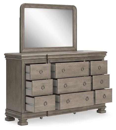 B924B1 Black/Gray Traditional Lexorne Dresser and Mirror By Ashley - sofafair.com