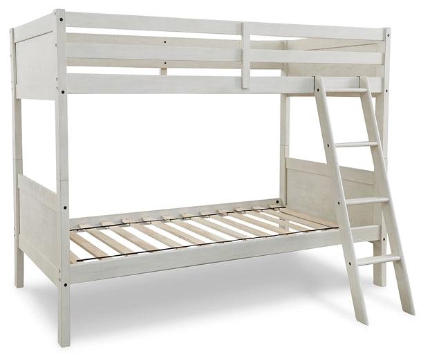 Robbinsdale Twin/Twin Bunk Bed with Ladder B742-59 White Casual Youth Beds By Ashley - sofafair.com