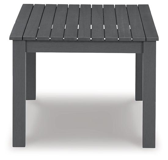 Fynnegan Outdoor Loveseat with Table (Set of 2) P349-034 Black/Gray Casual Outdoor Loveseat/Table By Ashley - sofafair.com