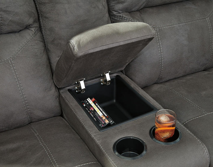 Austere Reclining Loveseat with Console 3840194 Black/Gray Contemporary Motion Upholstery By Ashley - sofafair.com