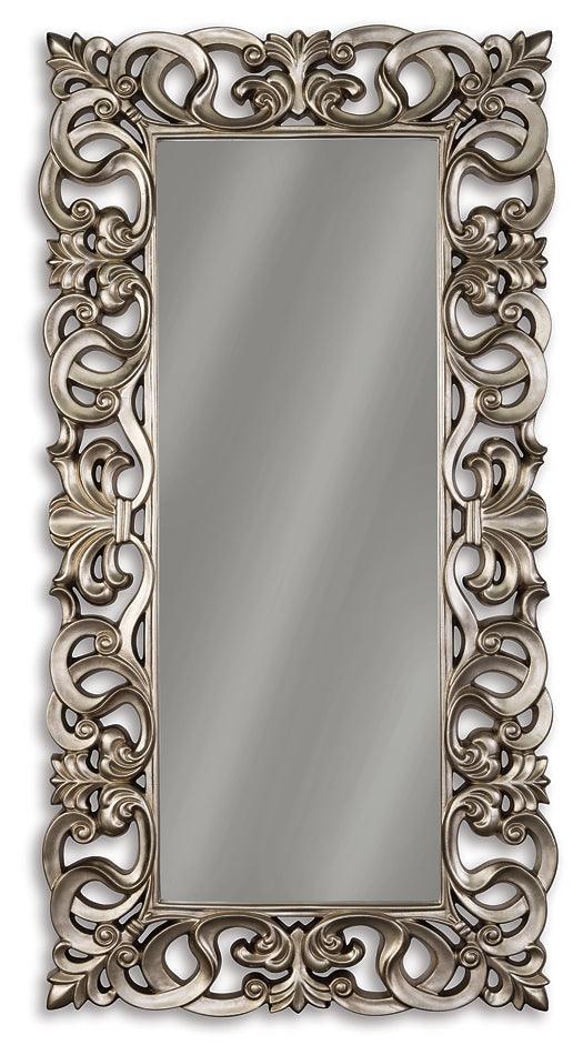 A8010123 Metallic Traditional Lucia Floor Mirror By Ashley - sofafair.com