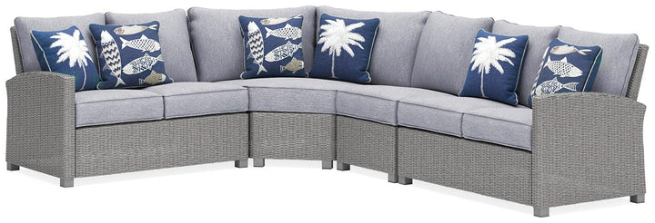 P439P2 Black/Gray Casual Naples Beach 4-Piece Outdoor Sectional By Ashley - sofafair.com