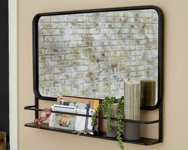 A8010233 Black/Gray Contemporary Ebba Accent Mirror By Ashley - sofafair.com