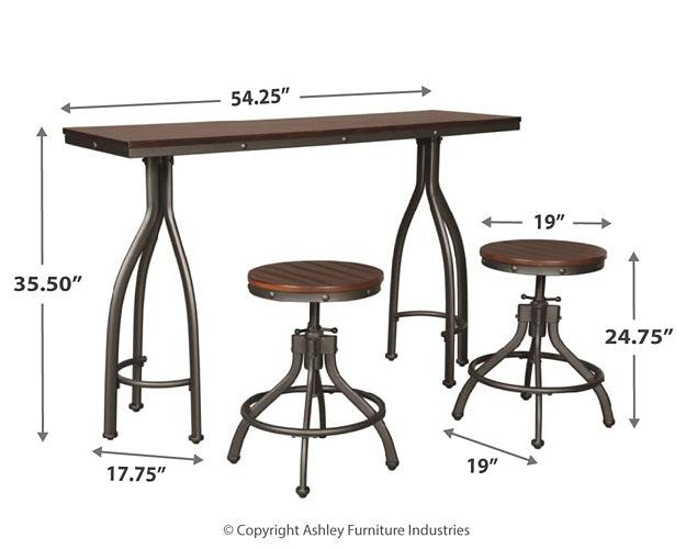 Odium Counter Height Dining Table and Bar Stools (Set of 3) D284-113 Black/Gray Casual Counter Height Table By Ashley - sofafair.com