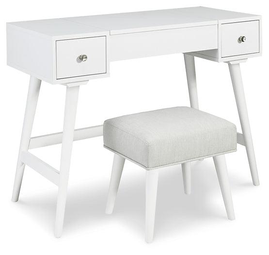 B060-122 White Contemporary Thadamere Vanity with Stool By Ashley - sofafair.com