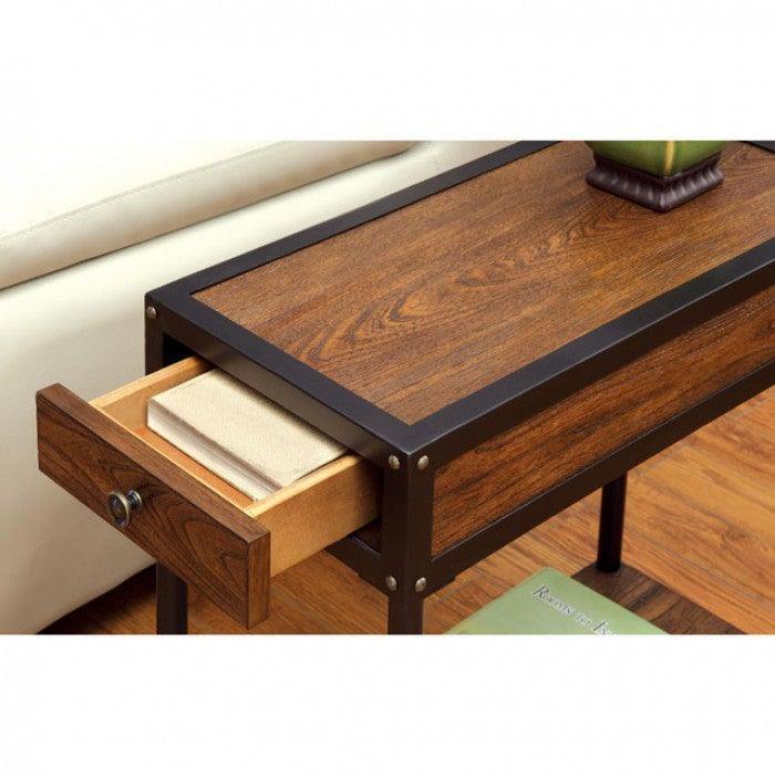 Hecura CM-AC129 Antique Oak Transitional Side Table By furniture of america - sofafair.com