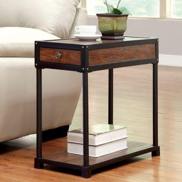 Hecura CM-AC129 Antique Oak Transitional Side Table By furniture of america - sofafair.com