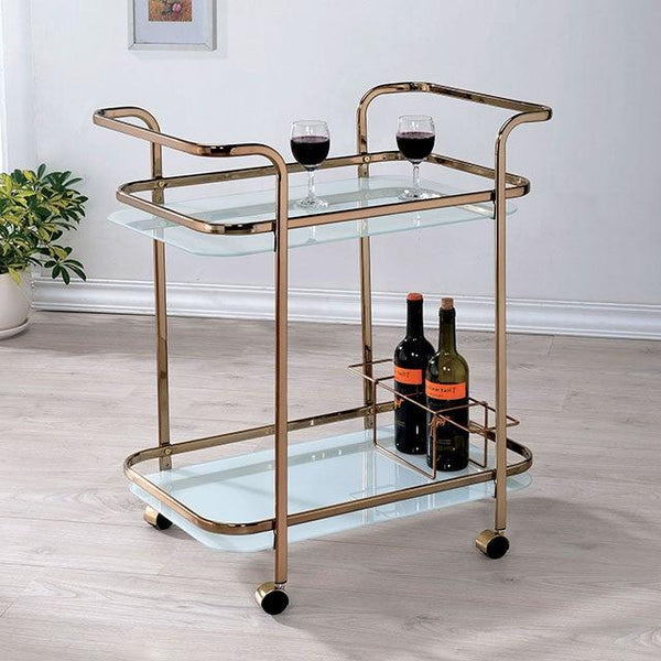 Tiana CM-AC235 Champagne Contemporary Serving Cart By Furniture Of America - sofafair.com