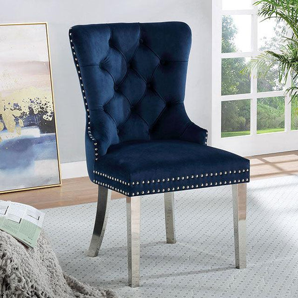 Jewett CM-AC261NV-2PK Blue Contemporary Wingback Chair (2/CTN) By Furniture Of America - sofafair.com