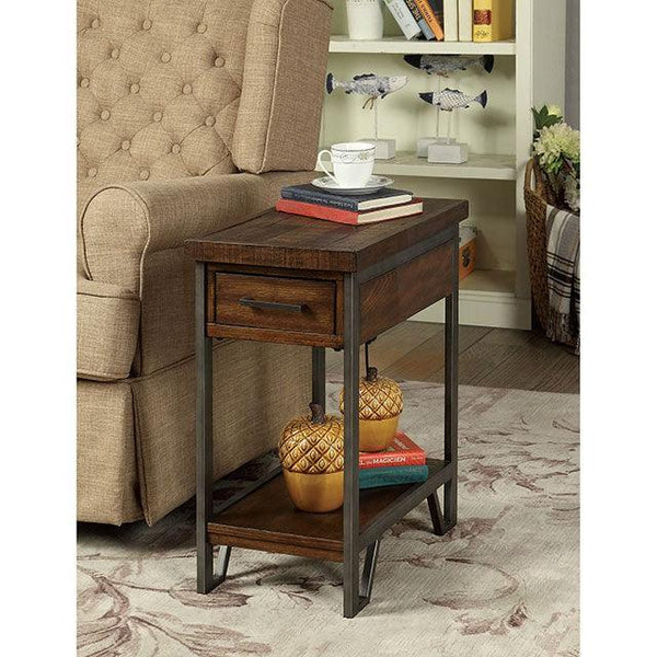 Brick Attic CM-AC286 Oak/Multi Rustic Side Table By Furniture Of America - sofafair.com