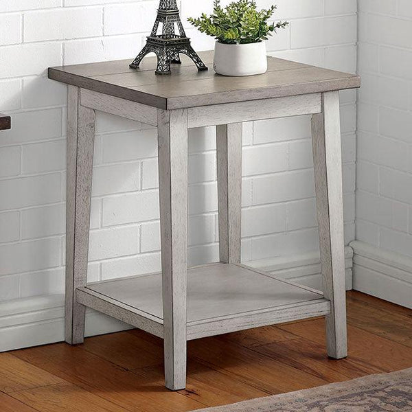 Banjar CM-AC361GY Antique White/Antique Warm Gray Transitional Side Table By Furniture Of America - sofafair.com