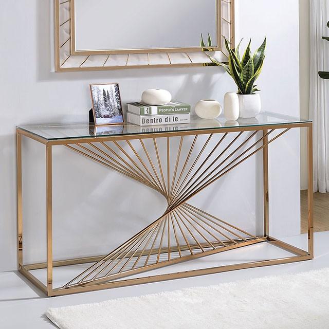 Sherbrooke CM-AC387 Gold Contemporary Sofa Table By Furniture Of America - sofafair.com