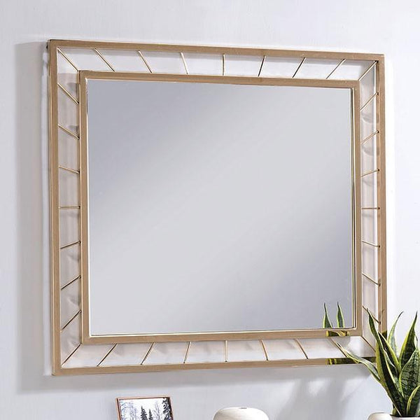 Sherbrooke CM-AC388 Gold Contemporary Mirror By Furniture Of America - sofafair.com