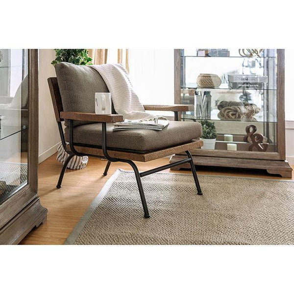 Santiago CM-AC6077 Light Brown/Dark Oak Rustic Accent Chair By Furniture Of America - sofafair.com