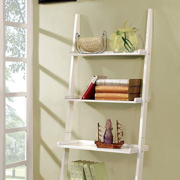 Sion CM-AC6213WH White Transitional Ladder Shelf By Furniture Of America - sofafair.com