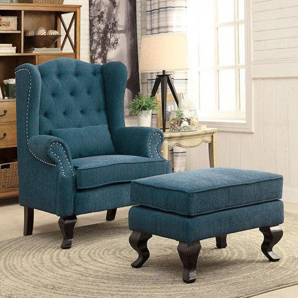 Willow CM-AC6271TL-OT Dark Teal Traditional Ottoman By furniture of america - sofafair.com