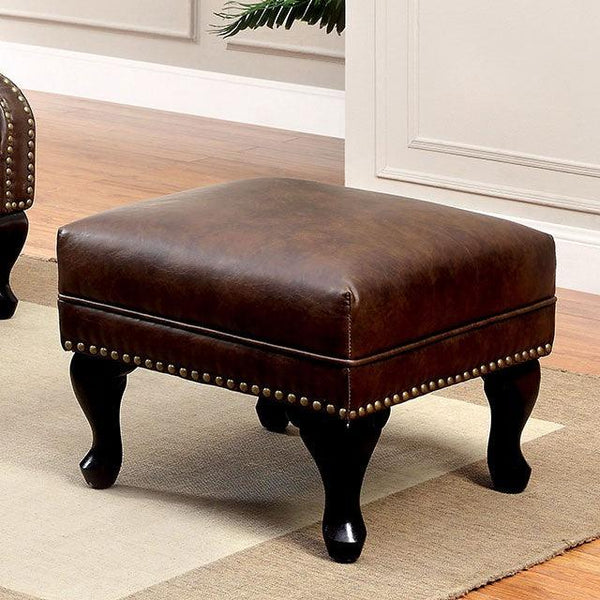 Vaugh CM-AC6801BR-OT Rustic Brown Traditional Ottoman By Furniture Of America - sofafair.com