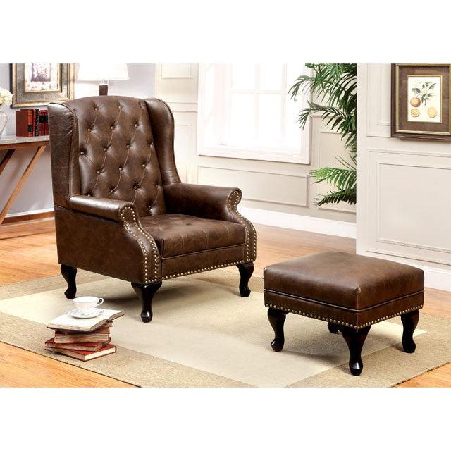 Vaugh CM-AC6801BR-OT Rustic Brown Traditional Ottoman By Furniture Of America - sofafair.com