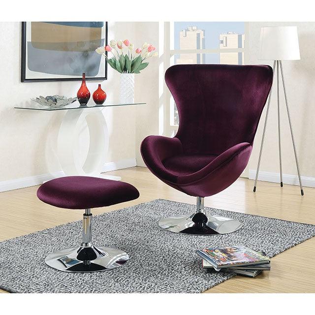Eloise CM-AC6841 Purple Contemporary Chair w/ Ottoman By Furniture Of America - sofafair.com
