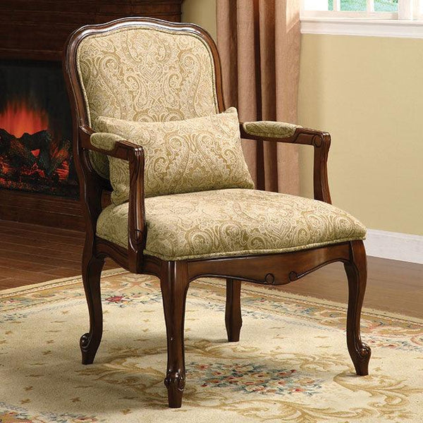 Waterville CM-AC6980 Beige/Dark Cherry Traditional Accent Chair By Furniture Of America - sofafair.com