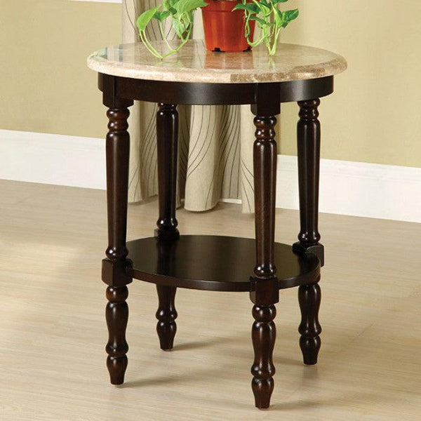 Santa Clarita CM-AC786 Dark Cherry/Ivory Traditional Oval Top Stand By furniture of america - sofafair.com