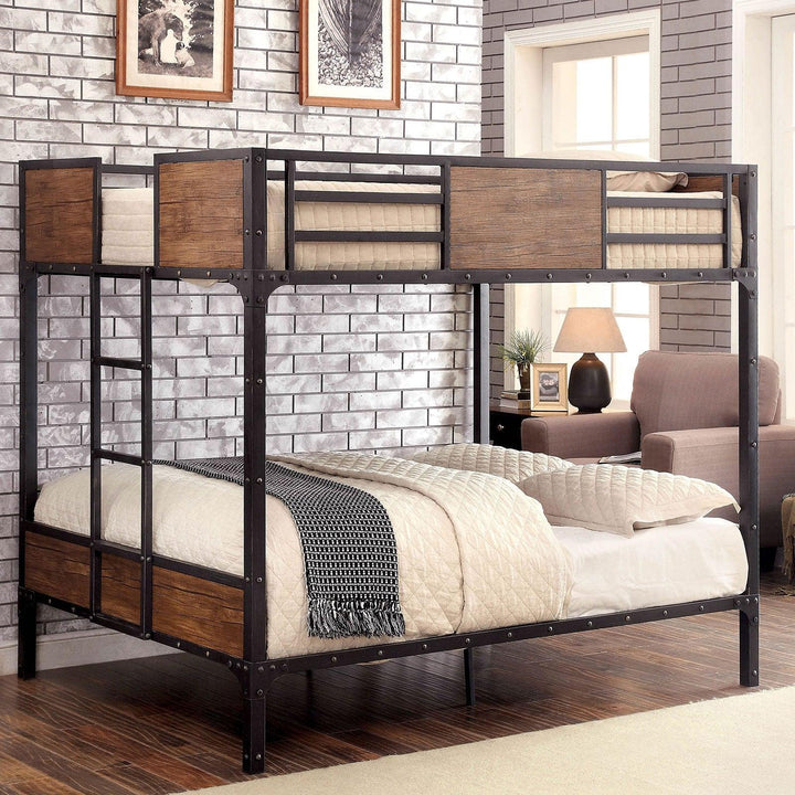 Clapton CM-BK029FF Black Industrial Full/Full Bunk Bed By Furniture Of America - sofafair.com