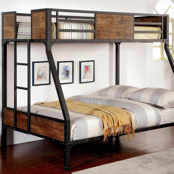 Clapton CM-BK029TF Black Industrial Twin/Full Bunk Bed By Furniture Of America - sofafair.com