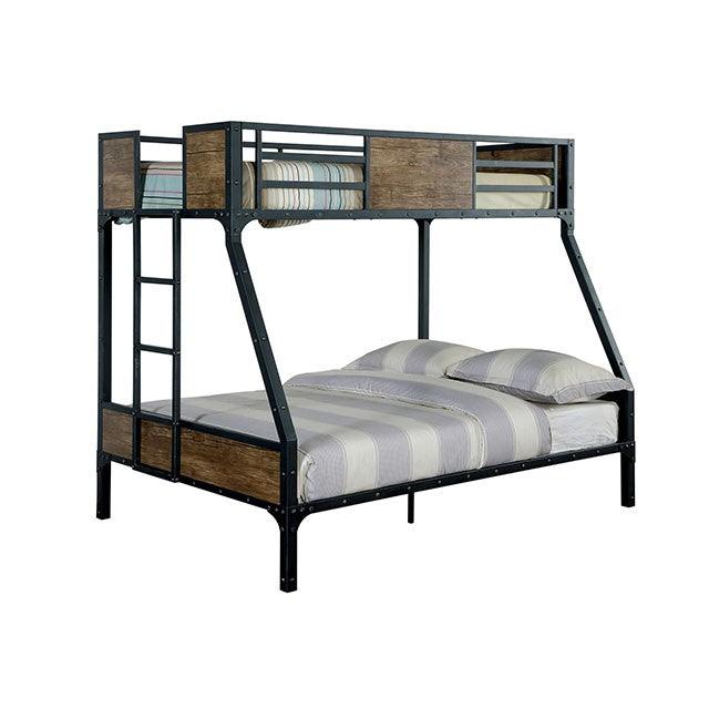Clapton CM-BK029TF Black Industrial Twin/Full Bunk Bed By Furniture Of America - sofafair.com