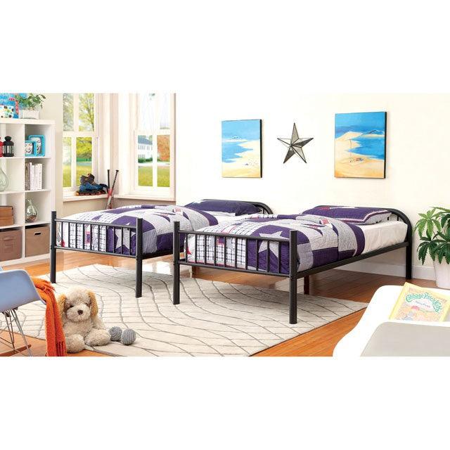 Rainbow CM-BK1035BK Black Contemporary Twin/Twin Bunk Bed By Furniture Of America - sofafair.com