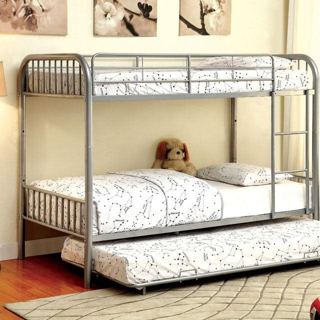 Rainbow CM-BK1035SV Silver Contemporary Twin/Twin Bunk Bed By Furniture Of America - sofafair.com