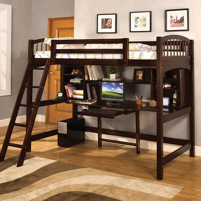 Dakota Ridge CM-BK263 Espresso Cottage Twin Bed/Workstation By Furniture Of America - sofafair.com