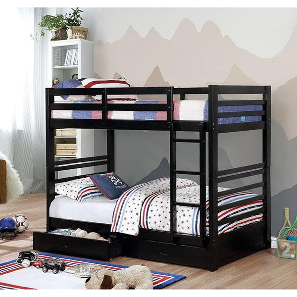 California CM-BK588T-BK Black Transitional Twin/Twin Bunk Bed By Furniture Of America - sofafair.com