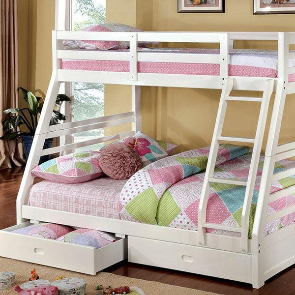 California CM-BK588WH White Transitional Bunk Bed By Furniture Of America - sofafair.com