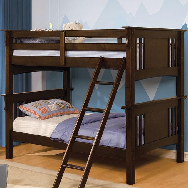 Spring Creek CM-BK602T-EXP Dark Walnut Cottage Twin/Twin Bunk Bed By Furniture Of America - sofafair.com