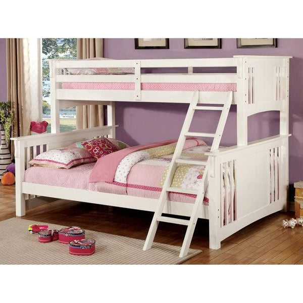 Spring Creek CM-BK604WH White Cottage Twin XL/Queen Bunk Bed By Furniture Of America - sofafair.com