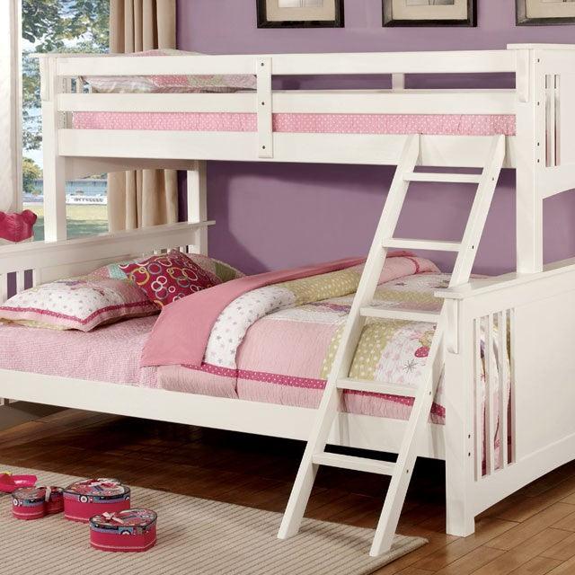 Spring Creek CM-BK604WH White Cottage Twin XL/Queen Bunk Bed By Furniture Of America - sofafair.com