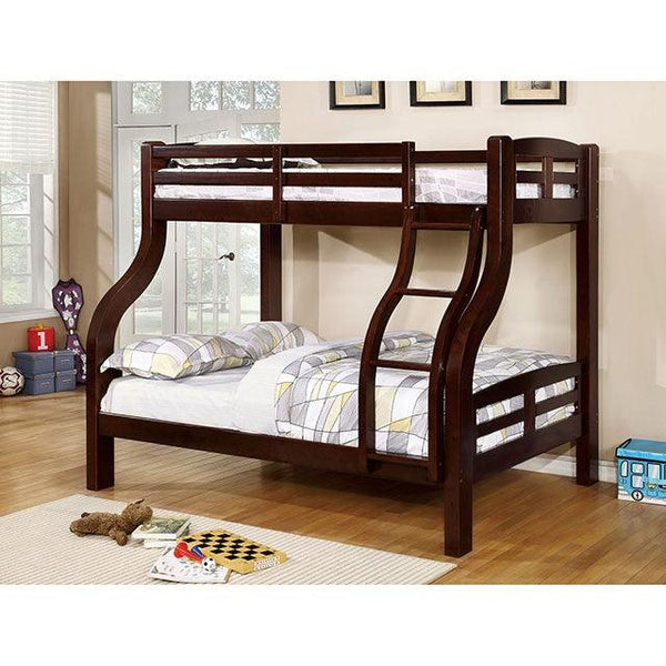 Solpine CM-BK618EX Espresso Transitional Twin/Full Bunk Bed By Furniture Of America - sofafair.com