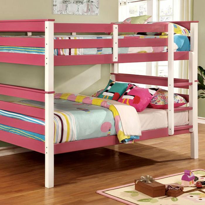Lorren CM-BK620F-PK Pink/White Transitional Bunk Bed By furniture of america - sofafair.com