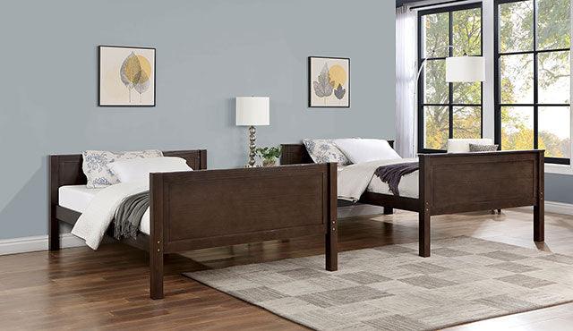 Stamos CM-BK658WN-FF Walnut Transitional Full/Full Bunk Bed By Furniture Of America - sofafair.com