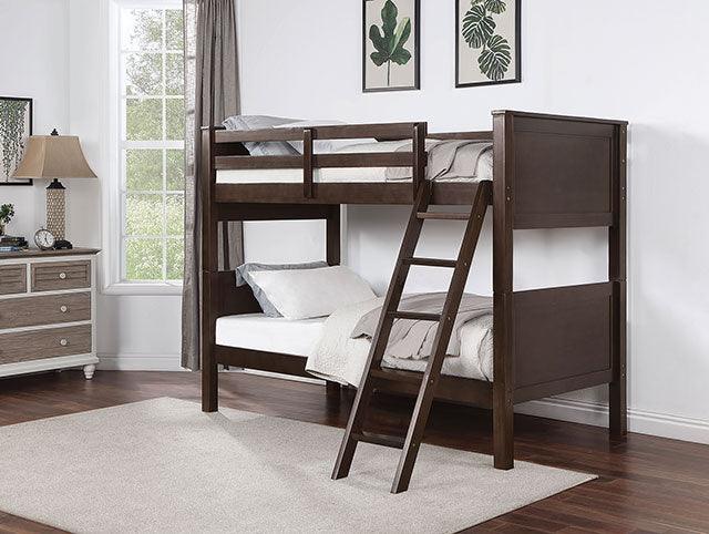 Stamos CM-BK658WN-TT Walnut Transitional Twin/Twin Bunk Bed By Furniture Of America - sofafair.com
