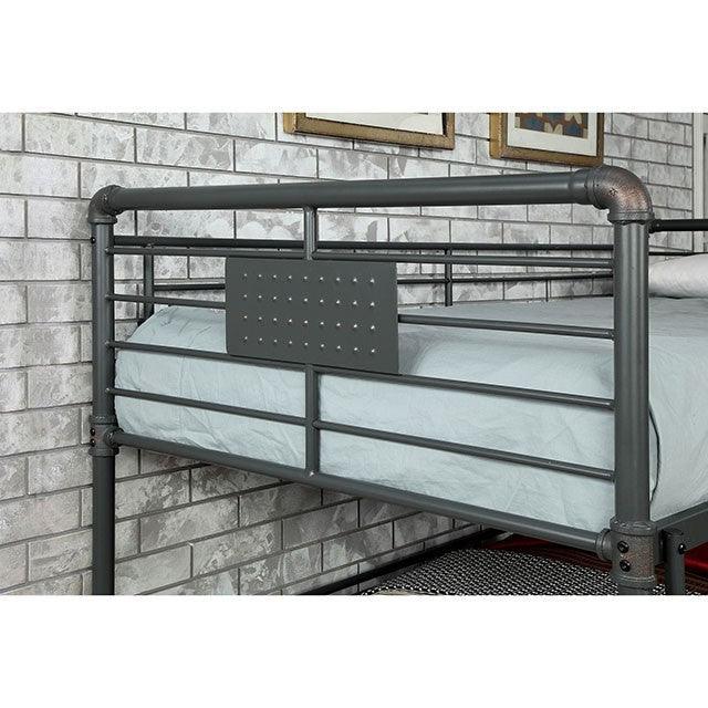 Olga CM-BK918 Antique Black Industrial Twin/Full/Queen Bunk Bed By Furniture Of America - sofafair.com