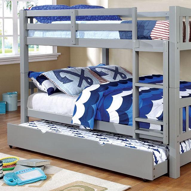 Cameron CM-BK929F-GY Gray Transitional Full/Full Bunk Bed, Gray By Furniture Of America - sofafair.com